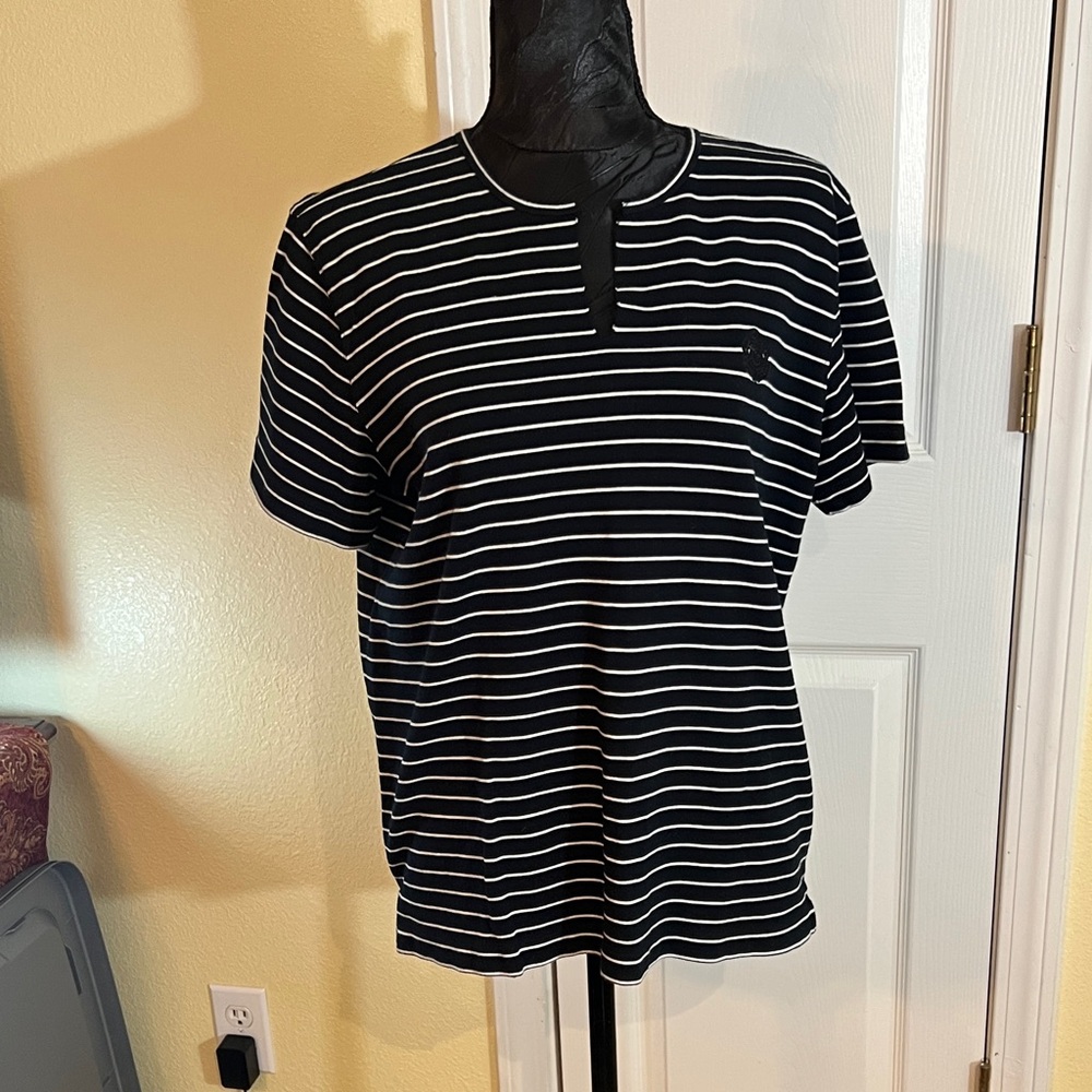 Liz Claiborne Black and White Striped Tee